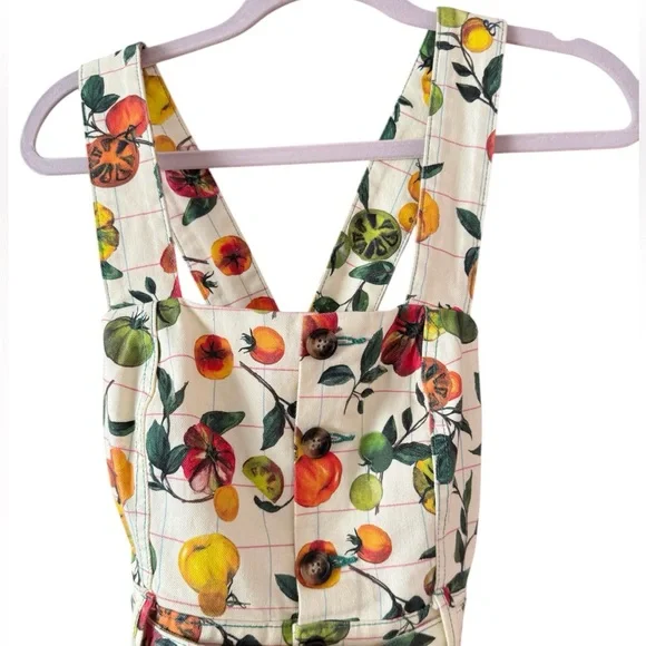 Rachel Antonoff Clem Pinafore Jumpsuit - Family Heirloom Tomato Print Size: 0 - Picture 4 of 12